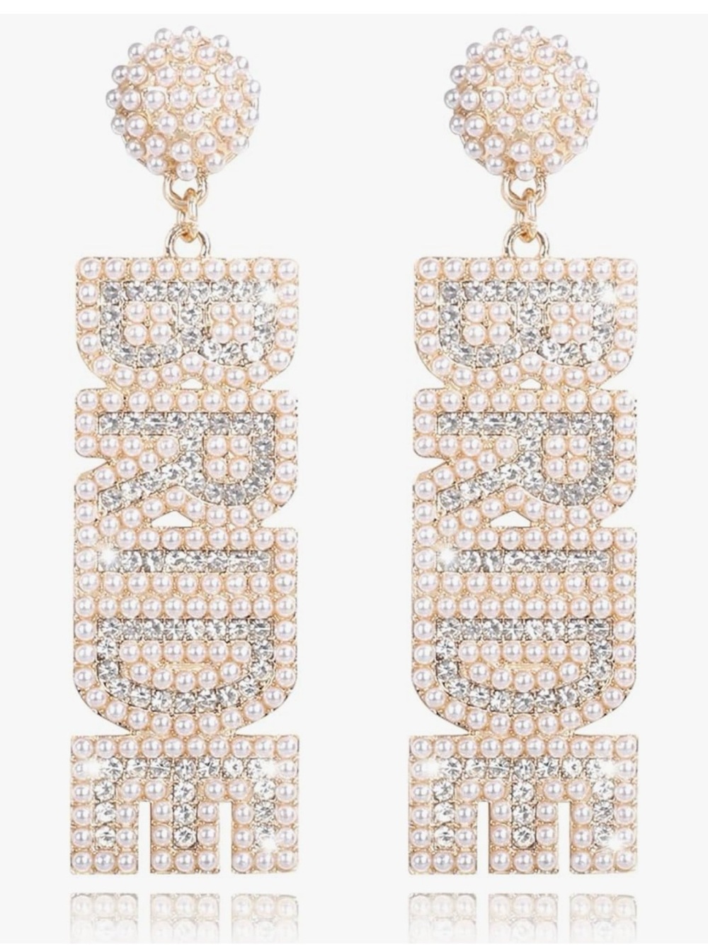 Crystal & Pearl Drop Earrings - Gold Tone